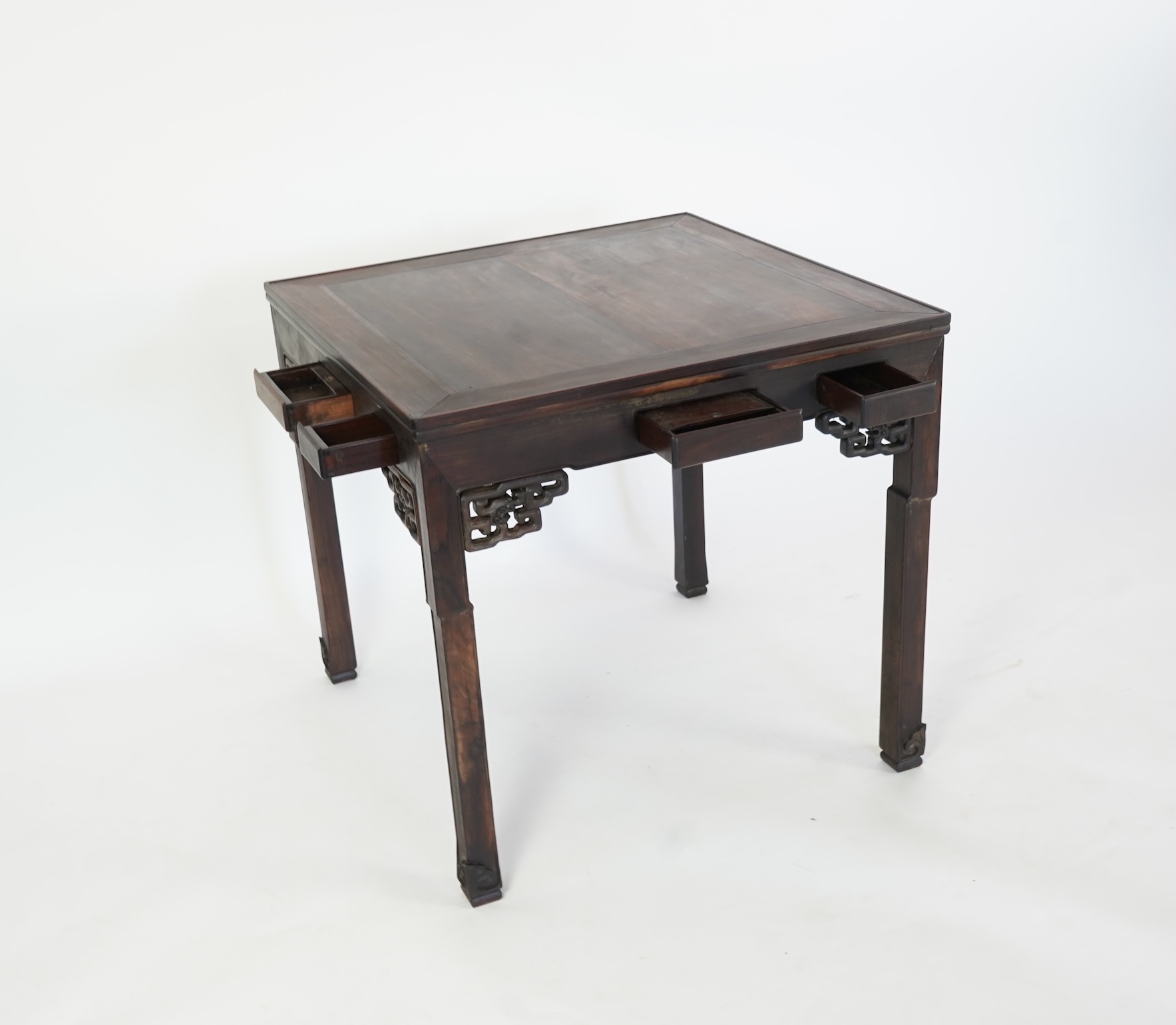 A Chinese hongmu square mahjong table, early 20th century